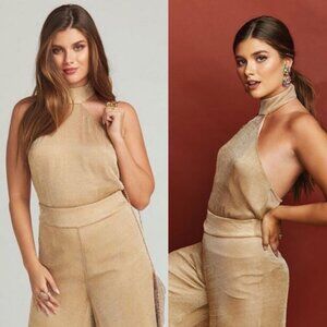 NWT Show Me Your‎ Mumu Alessandra Halter Top Gold Mesh Size Medium New With Tags